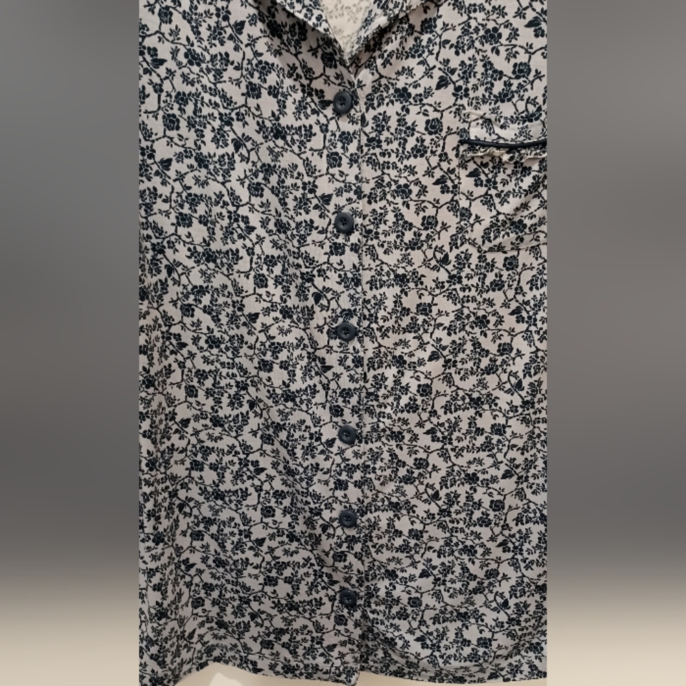 Soma Floral Gray/Navy Women's Pajama Set Sz Lg #0374 - Picture 3 of 8